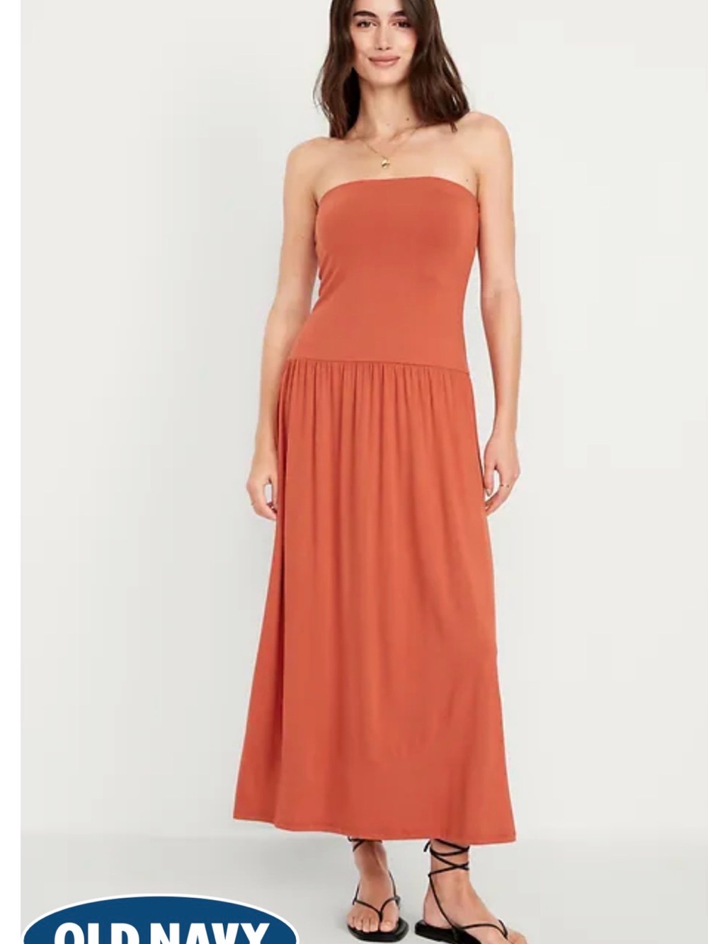 Old Navy Strapless Maxi Dress - Burnt Orange drop waist size XS Petite